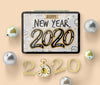 New Year Ipad Mock-Up With Decorations Psd