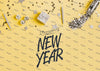 New Year Lettering With Festive Decoration Psd