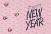 New Year Lettering With Little Disco Balls Ornaments Psd