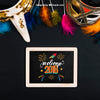 New Year Mockup With Slate And Party Elements Psd