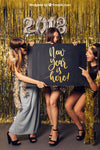New Year Mockup With Three Friends And Board Psd