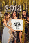 New Year Mockup With Three Girls And Whiteboard Psd