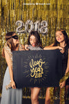 New Year Mockup With Three Girls Presenting Board Psd