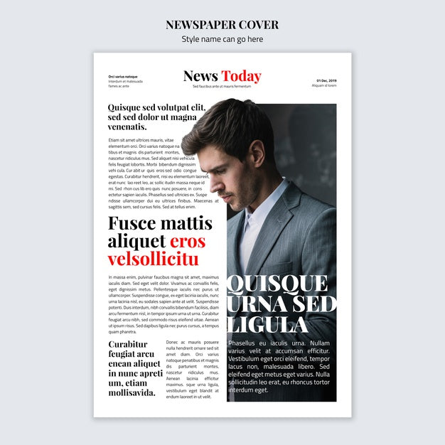 Newspaper Cover Concept Mock-Up Psd