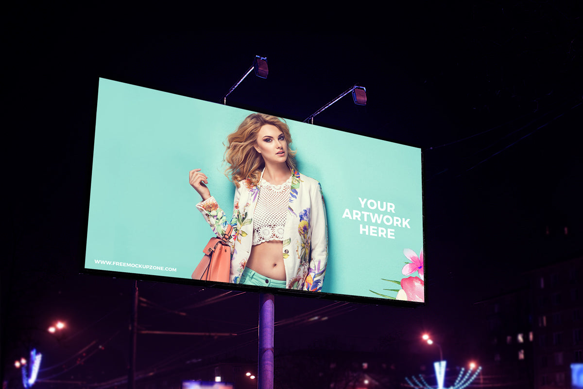 Night Scene Advertisement Billboard Mockup 2018