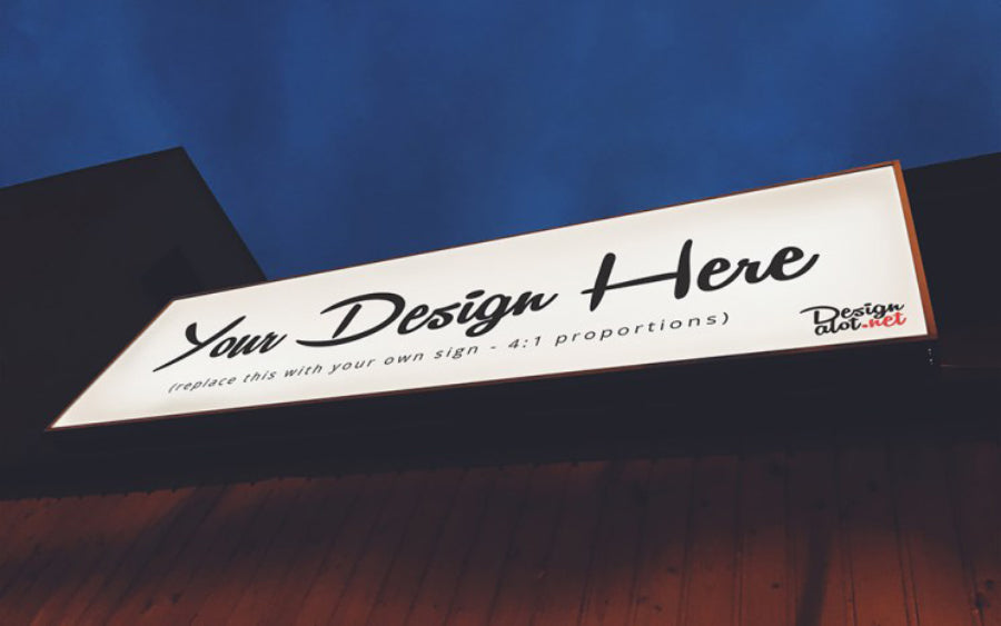 Outdoor Night Business Sign Mockup