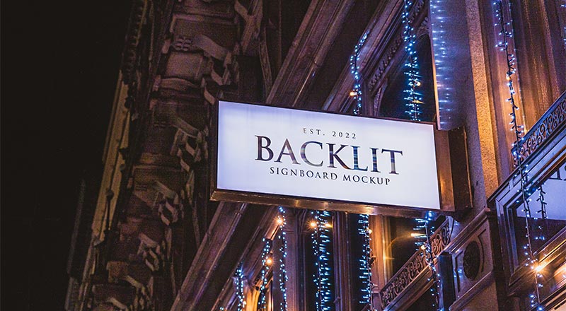Night View Backlit Signboard Mockup Psd