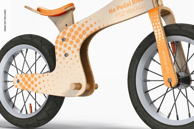 No Pedal Bike Mockup, Close-Up Psd