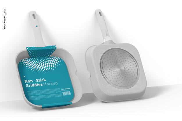 Non - Stick Griddles Mockup, Leaned Psd