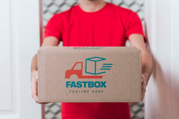 Non-Stop Delivery Box Held In Hands Psd