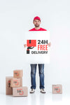 Non-Stop Delivery Holding A Mock-Up Psd