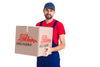 Non-Stop Delivery Man Holding A Box Psd
