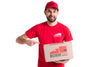 Non-Stop Delivery Man Pointing To A Box Psd