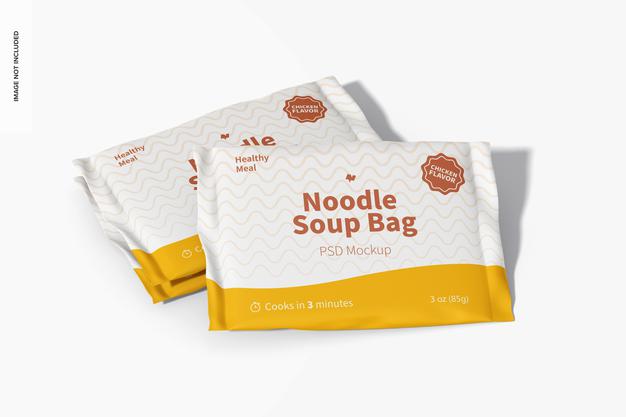 Noodle Soup Bags Mockup Psd