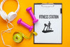 Notebook And Fitness Class Equipment Psd