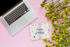 Notebook And Laptop Mockup With Floral Decoration For Wedding Or Quote Psd