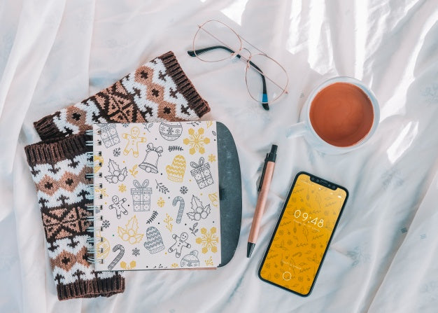 Notebook Cover Mockup With Christmas Concept Psd