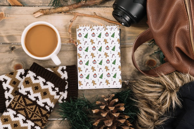 Notebook Cover Mockup With Christmas Concept Psd