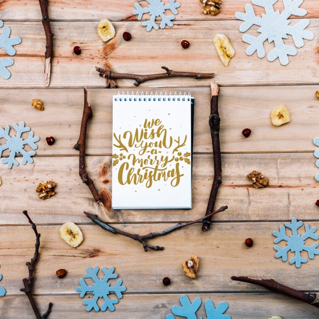 Notebook Cover Mockup With Christmas Concept Psd