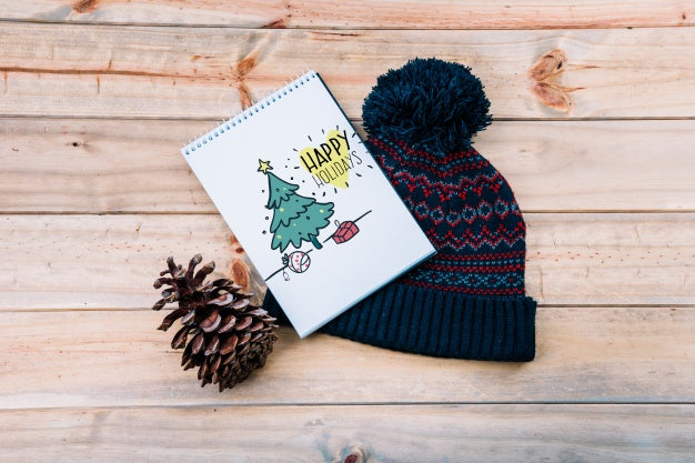 Notebook Cover Mockup With Christmas Concept Psd
