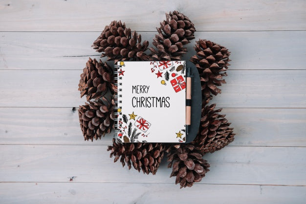 Notebook Cover Mockup With Christmas Concept Psd