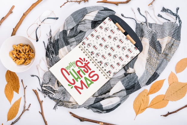 Notebook Cover Mockup With Christmas Concept Psd