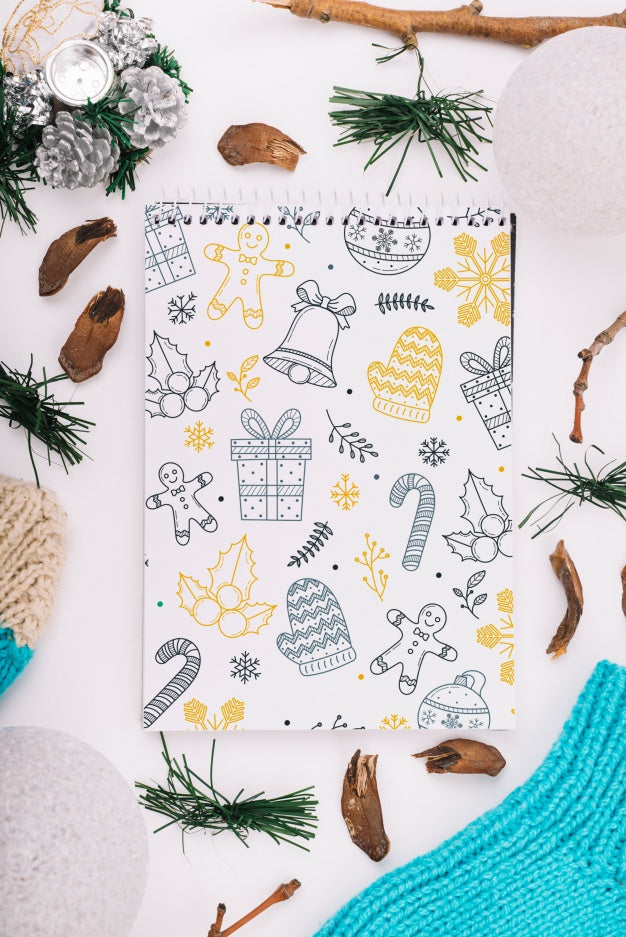 Notebook Cover Mockup With Christmas Concept Psd