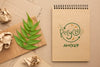 Notebook Mock-Up With Leaves Psd