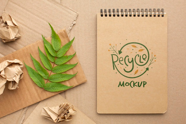 Notebook Mock-Up With Leaves Psd