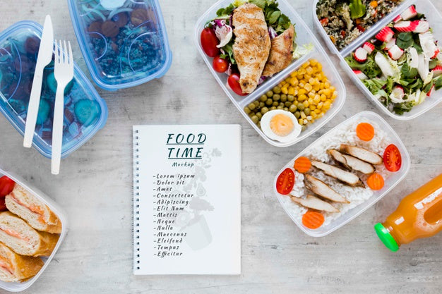 Notebook Mock-Up With Meal Preparation Psd