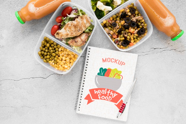 Notebook Mock-Up With Tasty Food Psd