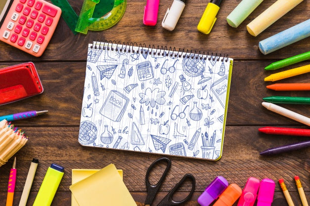 Notebook Mockup With Back To School Concept Psd