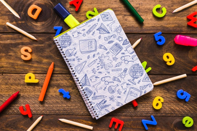 Notebook Mockup With Back To School Concept Psd