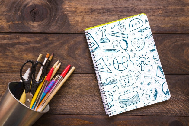 Notebook Mockup With Back To School Concept Psd