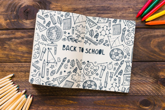 Notebook Mockup With Back To School Concept Psd