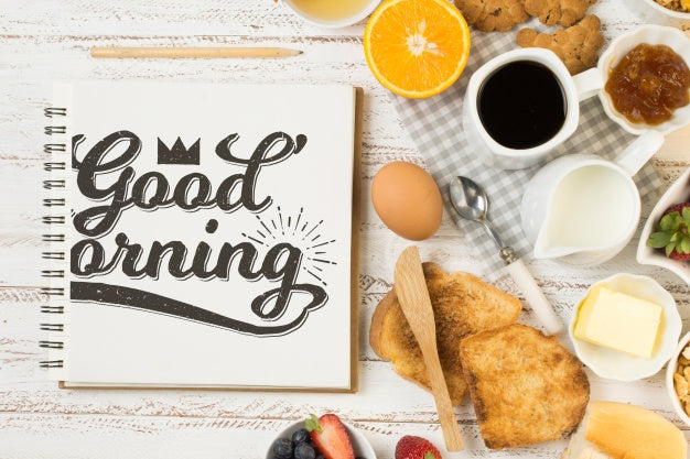 Notebook Mockup With Breakfast Concept Psd