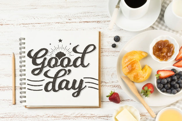 Notebook Mockup With Breakfast Concept Psd
