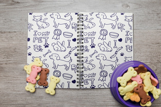 Notebook Mockup With Dog Concept Psd