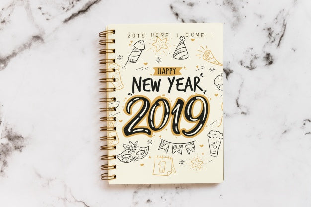 Notebook Mockup With New Year Concept Psd