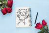 Notebook Mockup With Roses For Valentines Day Psd
