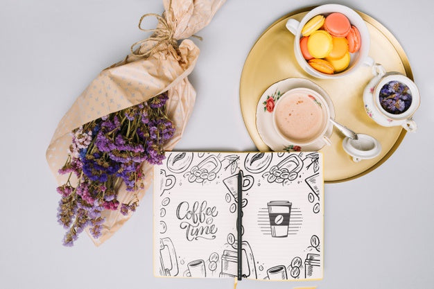 Notebook Mockup With Spring Concept Psd