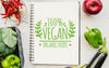 Notebook Mockup With Vegan Food Psd