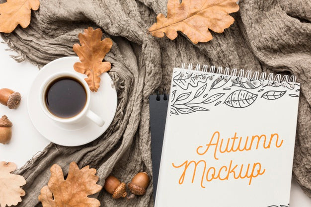 Notebook With Cup Of Coffee On Table Psd