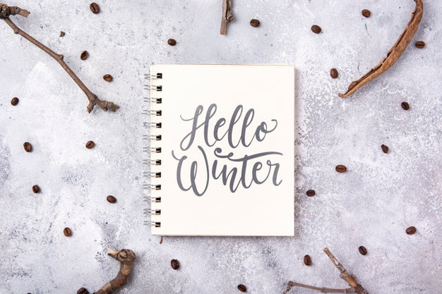 Notebook With Hello Winter Message Psd