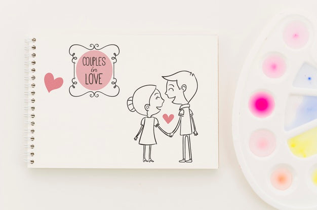 Notebook With Love Concept Draw Psd