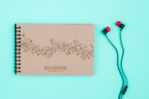 Notebook With Musical Notes Concept Psd