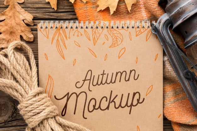 Notebook With Rope And Lantern Psd