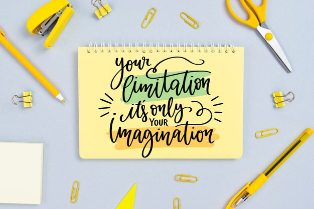 Notebook With Stapler And Scissors Psd