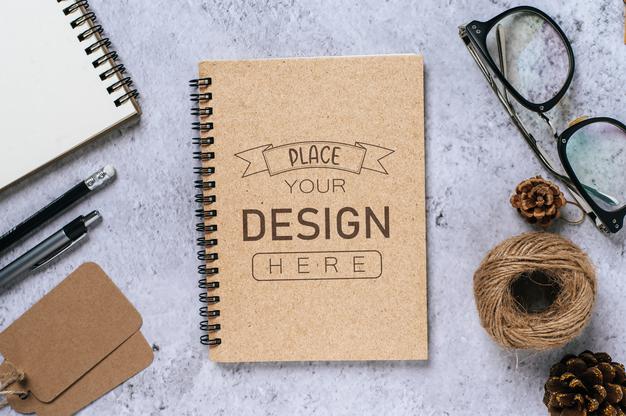 Notebook With Work Space Psd Mockup Psd