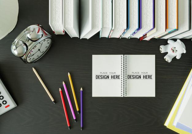 Notebook With Workspace Mockup Psd